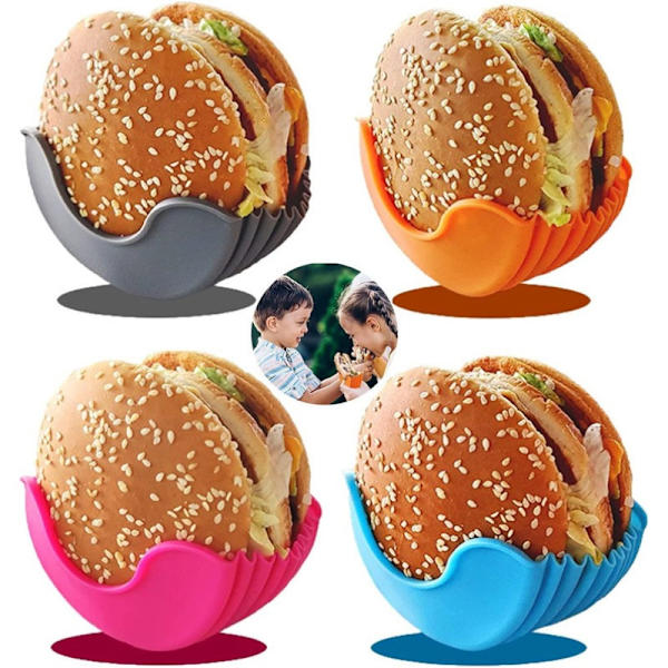 Köktillbehör Silikon Hamburgerhållare Kontaktfri Matlagning Anti-dropp Fast Låda Tvättad Utdragbar Gadgets