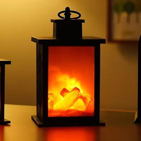 Peislykt, Realistisk Led Peis Dekorasjon Lampe Simulering Kull Og Brann Design Med Timing Funksjon, Batteridrevet Led Flame E