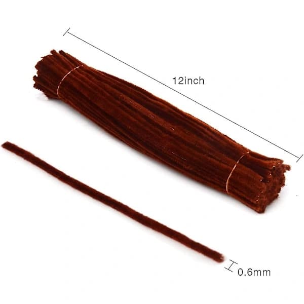 200 Pcs 30 cm X 6 mm Creative Chenille Sticks Glitter Pipe Cleaners For DIY Craft Projects (Brown)