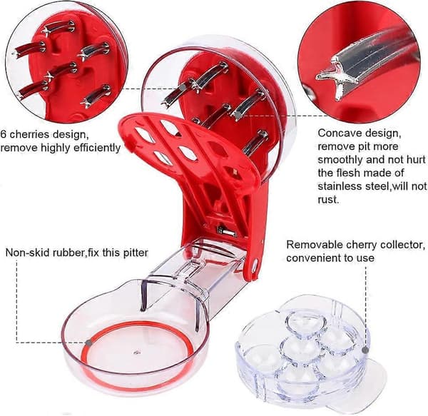 Cherry Pitter - Stainless Steel Multi Cherry Pitting Tool with Pit and Juice Container Fruit Tool for Making Cherries