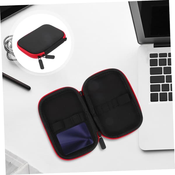2 stk Nylon Hovedtelefonopbevaringsboks til Minikamera Harddisk Datakabel Sort Lynlåstaske