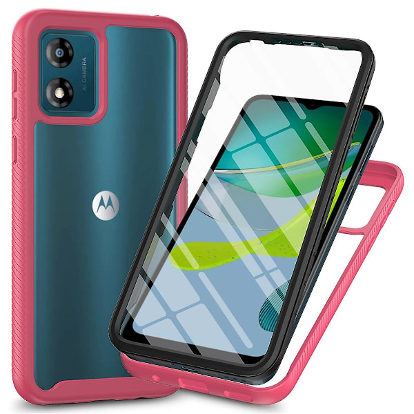 Motorola Moto E13 4G 3-in-1 Täysi Suoja Puhelinkotelo TPU+PC Takakuori PET-Näytönsuojakalvolla