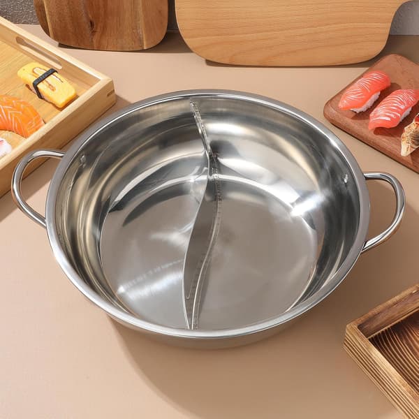 Stainless Steel Cooking Pot with Divider Practical Hotpot Pot Thickened Durable Reusable