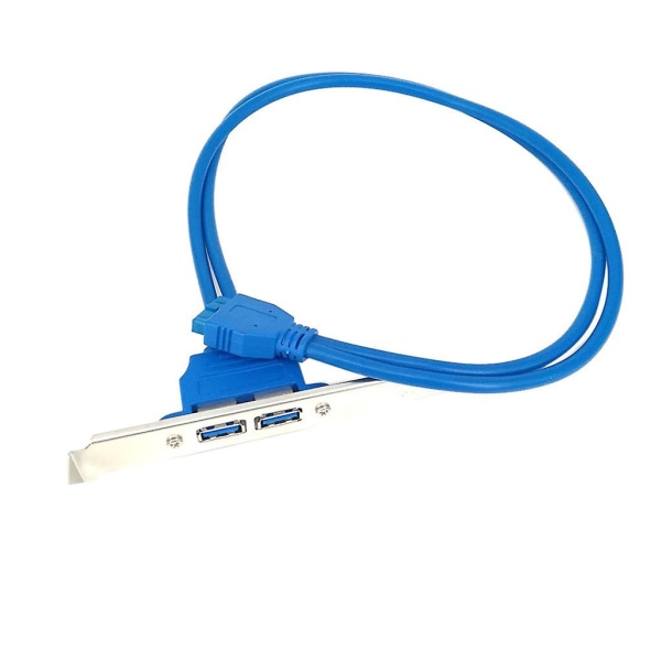 USB 3.0 Bagpaneludvidelsesbeslag til 20-bens Header-kabel (2-ports) Blå Blue