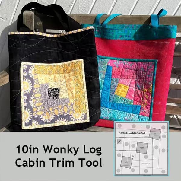 Slanted Log Cabin Edges Trim Tool Quilt Template Patchwork Sewing Ruler Inches inches
