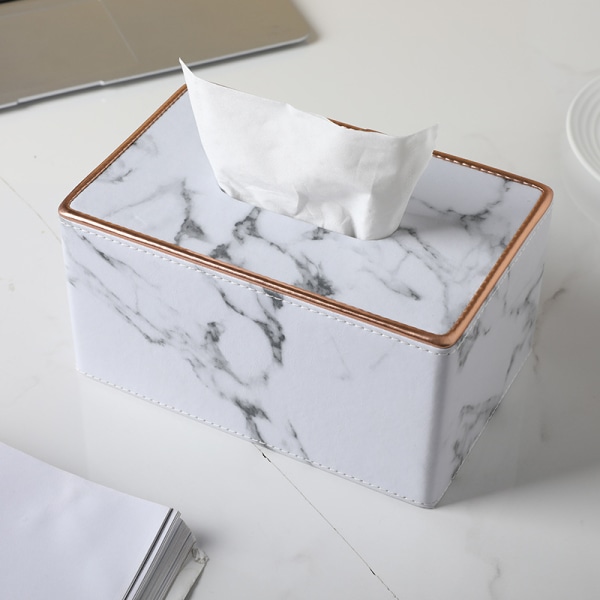 Vevnadsasköverdrag Rektangulärt 19*13*9.5CM Förfinad Modern PU-Läder Vevnadsdispenser Askhållare för Byrå Badrum