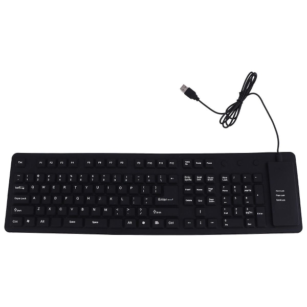 Datortangentbord Vikbart USB -tangentbord Externt tangentbord Bärbart Rollup-tangentbordSvart50X14X0,8CM Black 50X14X0.8CM