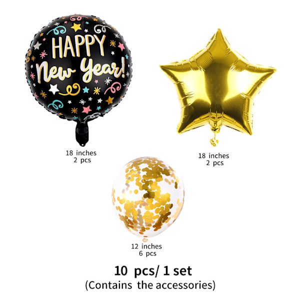Enorma, Glad Nyår Ballonger och 3D Folie Nyårsballonger - Pack med 40 | Nyårsafton Festtillbehör 2025