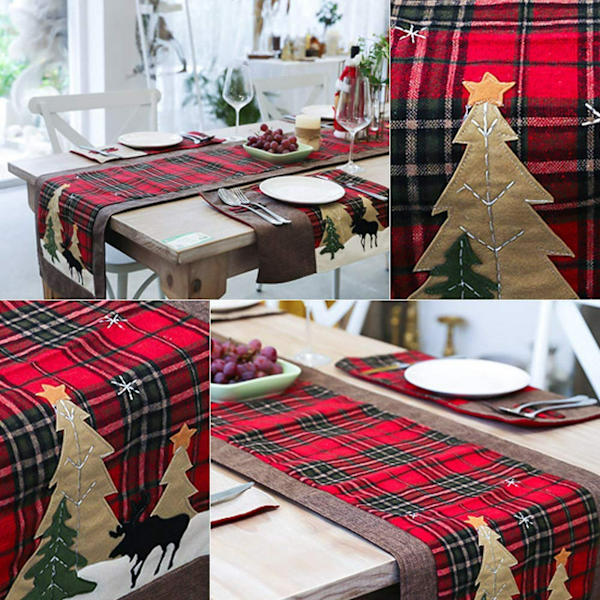 Julebordflag af bomuld til julepynt, restaurantborddug, bordflag