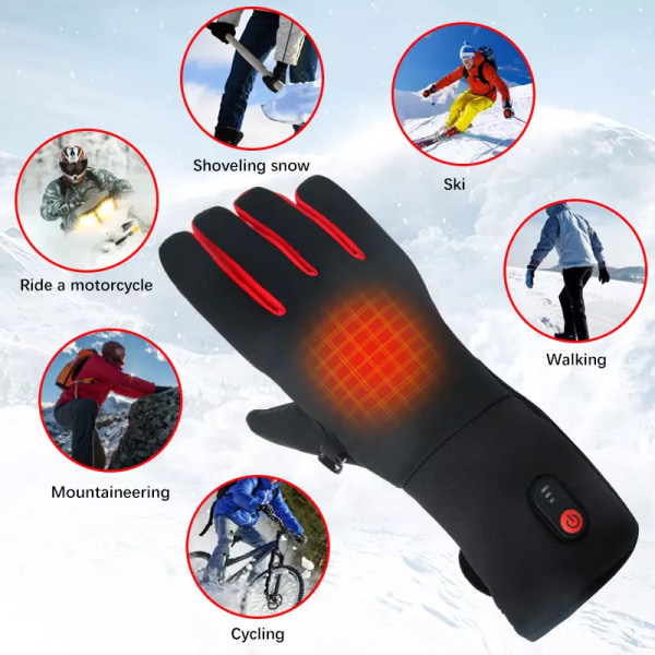 Uppvärmda handskar Arbetstider Uppladdningsbart litiumbatteri 3 temperaturinställningar Elektriska värmehandskar för män kvinnor för S