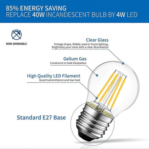 4W E27 G45 LED Bulb Equivalent to 40W Vintage Halogen Bulb