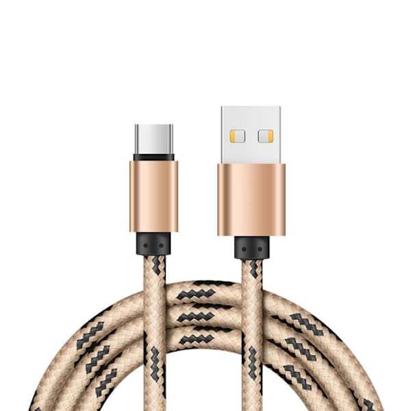 2m flettet opladerkabel USB Type-C oplader til Samsung Galaxy -- 5-pak