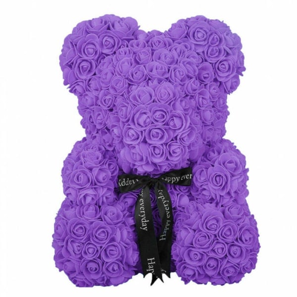 25 cm skumrosebjørn Romantisk blomsterbjørn for Valentinsdag, bursdager, bryllupsdager, lilla