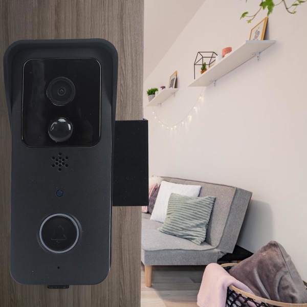 Tyverisikring blinker dørklokkeholder, videodørklokkeholder til lejlighedsdør, justerbar (45 venstre en Black