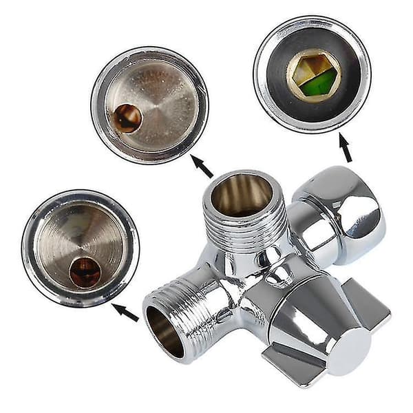 3-vejs omskifter til brusebad, G1/2 \" T-adapter ventilskift