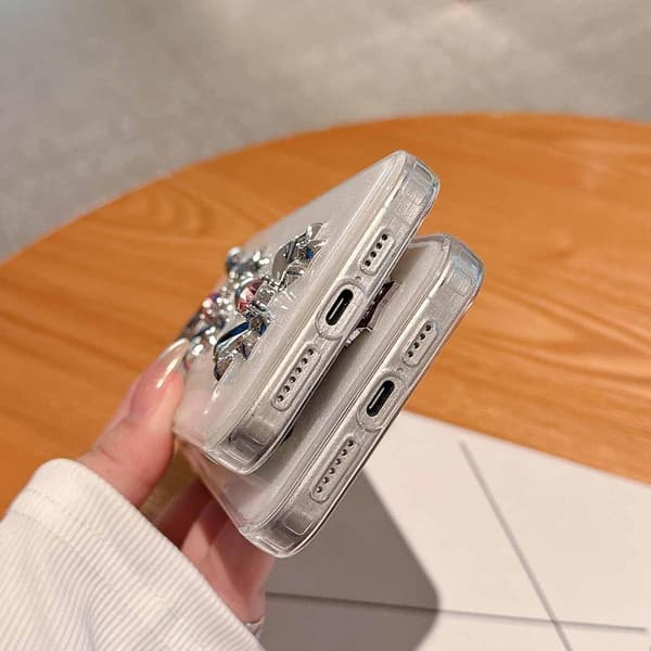 Designet for iPhone-deksel, 3D Diamantrosettstjerne Mykt telefondeksel (Stjerne, for iPhone 16 Pro Max)