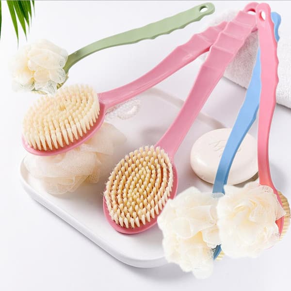 Soft Back Massage Shower Brush with Long Handle, Silicone Brush for the Back
