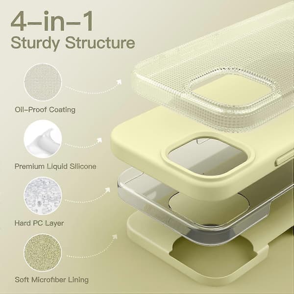 Silicone Case for iPhone 15 6.1 inch, Silky Soft Full Protective Phone Case, Shockproof Case (Yellow)