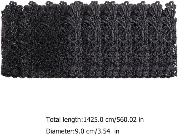 5 Yards Svart Polyester Silke Blonder 9 cm Bred for DIY Klestilbehør