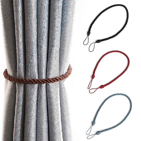 Stylish Grey Curtain Tiebacks - 2 Pieces Handmade Woven Tiebacks for Window Curtains