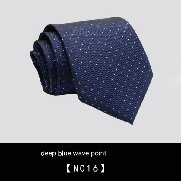 Affärskläder, 8 cm slips, handslips för män, professionell djupblå prickig, N016, ett stycke