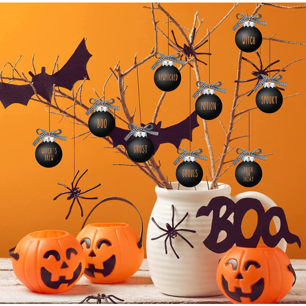10 stk Halloween Kuglepynt 2,4 tommer Halloween Dekorationer til Træ Halloween Hængende Pynt Plastik Dekoration Halloween