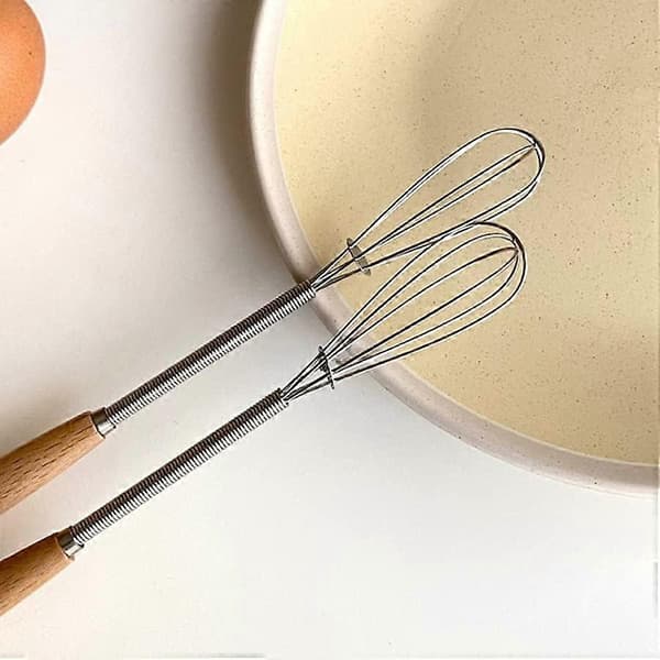 2-pakke liten visp i rustfritt stål, eggvisp, matlagingsvisp for å røre, vispe, blande ingredienser, sauser