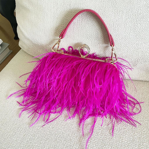 Fashion Chain Skuldertaske Til Kvinder Plys-aften Clutch Taske Bryllupshåndtasker Pink