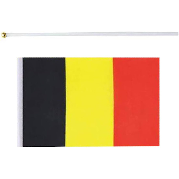 Belgien Flagga Belgisk Handhållen Liten Mini Stick Flaggor Dekorationer Internationella Länder Världsflaggor För Fest OS (20-pack)