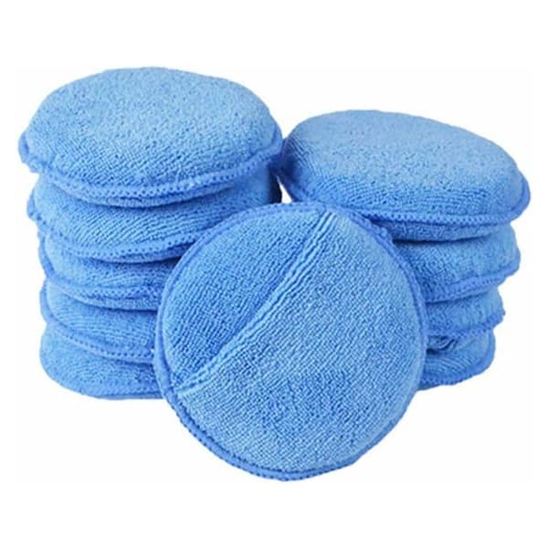 10 stk mikrofiber voksapplikatorputer for biler med rund elastisk poleringssvamp for bildiameter blå-