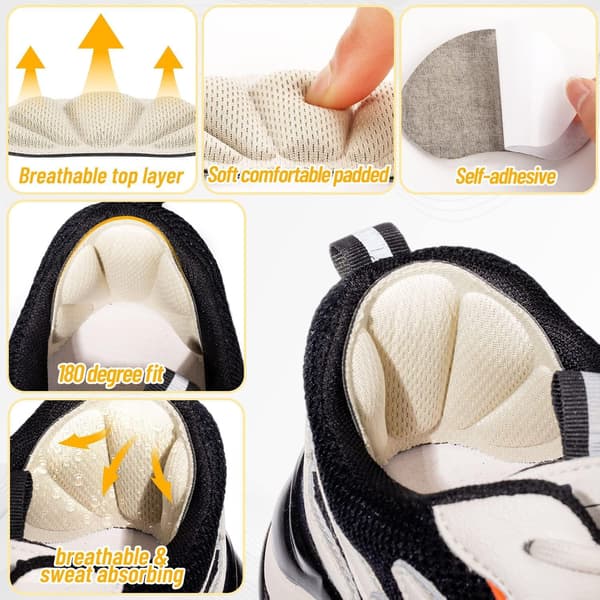 8 pcs heel pads white, heel protectors, self-adhesive comfortable cushion