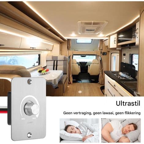 12V LED-dimmer - 5A 60W vridströmbrytare - 0-100% steglös dimning - För husbil, båt, husvagn - Vit