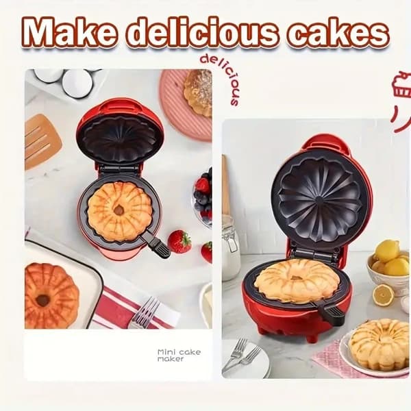 Minibakemaskin / Kakemaskin – Multifunksjonell Rask Oppvarming, Non-stick – Perfekt for Kaker, Brød