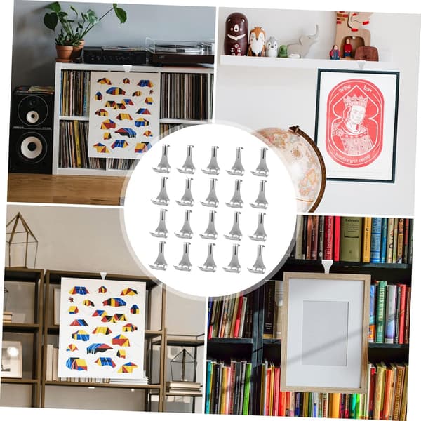 Durable Hook Set, includes 20 hooks; suitable for hanging pictures, decorations, and other heavy items.