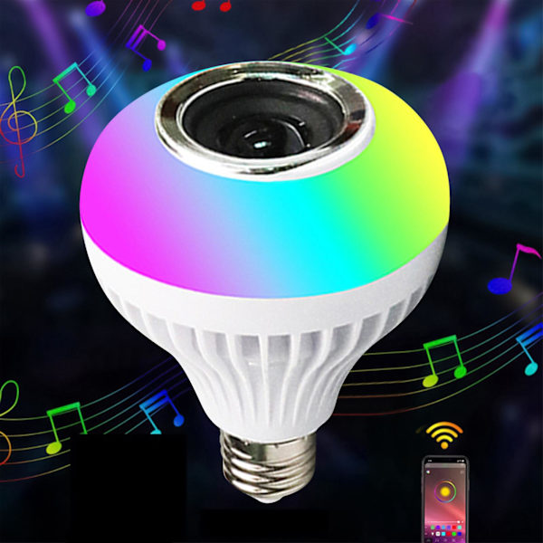 Smart Home Lys, LED Pære med Integreret Bluetooth Højttaler, E27 RGB Skiftende Lampe Trådløs S