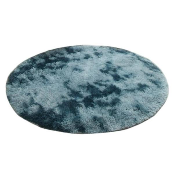 Rund dekorativ matte, 1 meter i diameter, lang fiber, myk og varm, perfekt for stue (120*120cm)