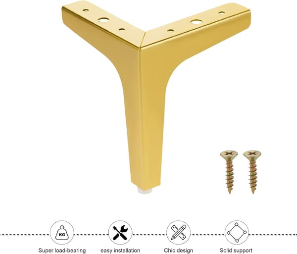 Sæt med 4 møbelfødder i metal, 13 cm