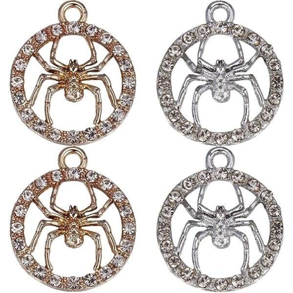 20PCS Large Spider Charm Gold Rhinestones Spider Charms Silver Halloween Holiday Gothic Charms Bulk Alloy Spiders Funny