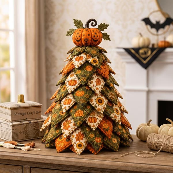DIY Halloween Quilted Fabric Tree Kit, 3D Sewing Craft Halloween Tree, A A/1 A/1