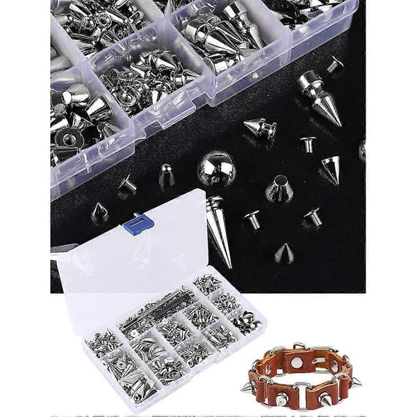 270 Set Rivets and Screws, Assorted Shapes Punk Rivets Metallic Cone Screw Rivets with Installation Tools_MGF[BT]