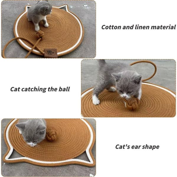 Katteskrapematte - Skrapestolpe med katteøreformede pigger, anti-ripeputer, tilbehør inkludert. Diameter: 43 cm.
