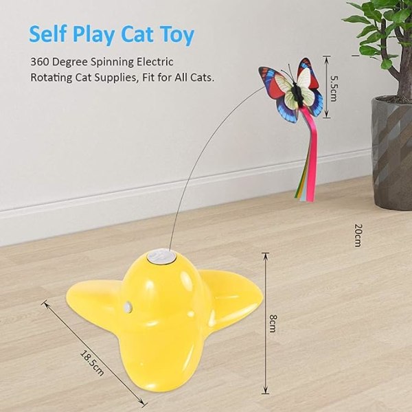 Kattelegetøj, interaktiv kattelegetøj Sommerfugl Sjov øvelse Elektrisk fladder Roterende killingelegetøj, Katte-teaser med erstatningsmænd