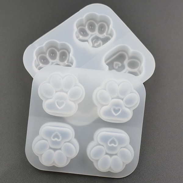 Pakke med 2 Kattepoteform Epoxyforme, Spejl- og Mat Finish Overflade Sød Kattefodsaftryk Resin Støbning Silikoneform