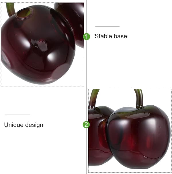 Unique Cherry-Shaped Glass Vase Small Flower Vase with Stable Base and Easy-to-Clean Design
