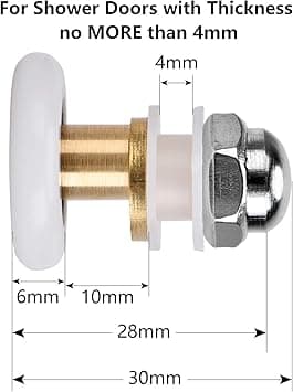 8 stk. bruseafdørruller, rullediameter 25 mm til badeværelset