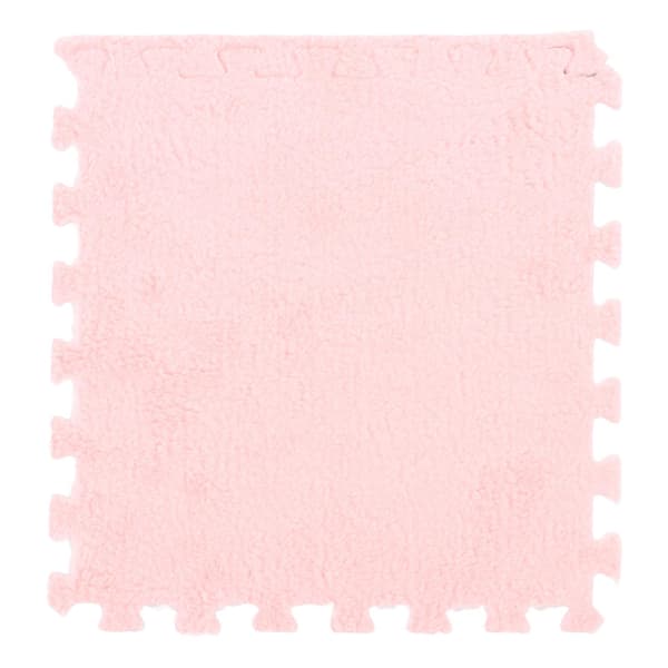 10 Pcs Plush Foam Floor Mat Soft Thick Split Joint Interlocking Plush Foam Mat for Room Floor Pink