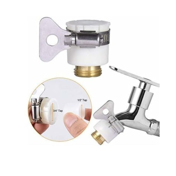 2 stk Universelle Badekar-kran til hageslange-adapter, 1/2 tommer og 3/4 tommer 2-i-1 sporet hunnadapter