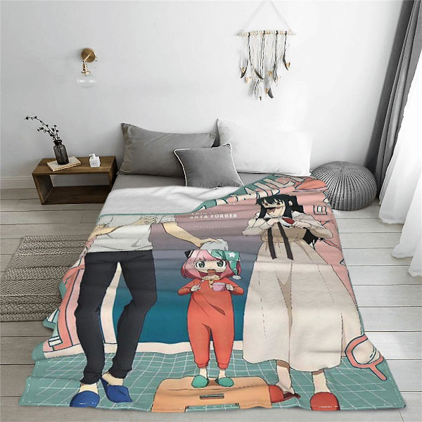 Anime Spy X Family tæpper fleece alle sæsoner bærbare ultra-bløde tæpper til sofa soveværelse sengetæppe