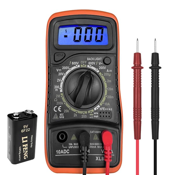 Digitalt multimeter, professionel elektrisk tester med LCD-skærm, til måling af AC/DC-spænding, modstand, diode