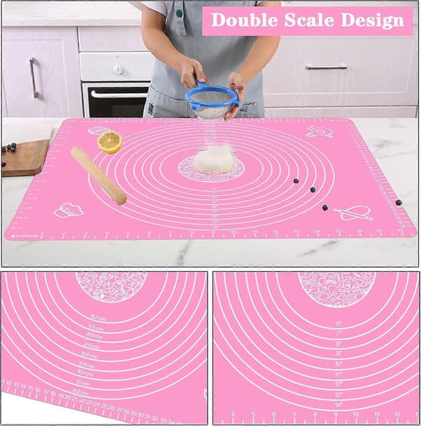 Stor silikonbakematte 64x45cm sett silikonbakematte med skala, jevn baking